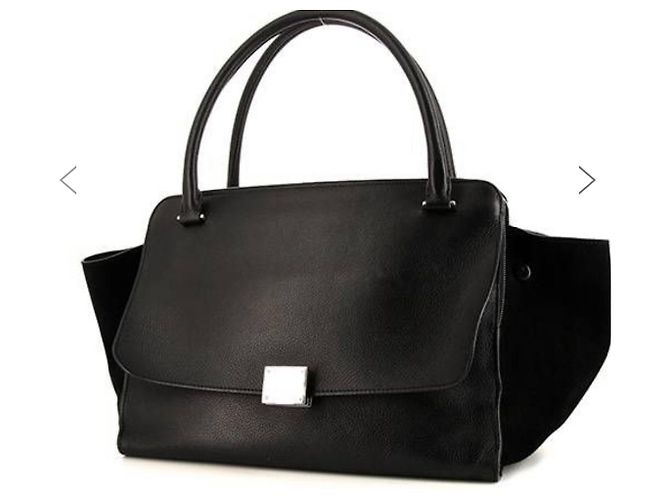 Trapèze Céline Medium suede and black leather trapeze