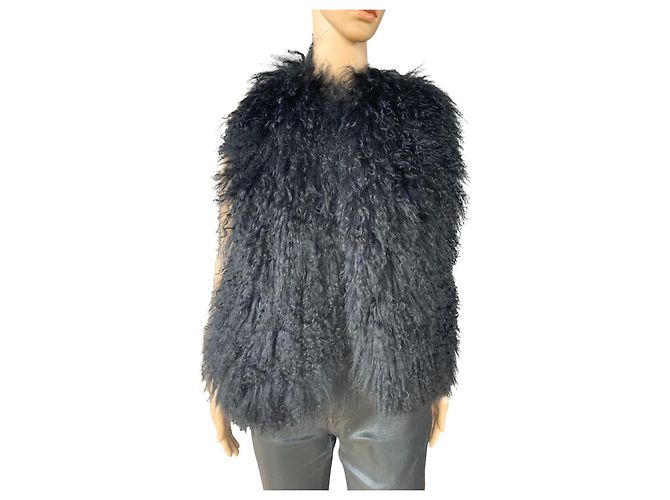 Gilet in pelliccia di agnello mongolo Michael Kors Nero