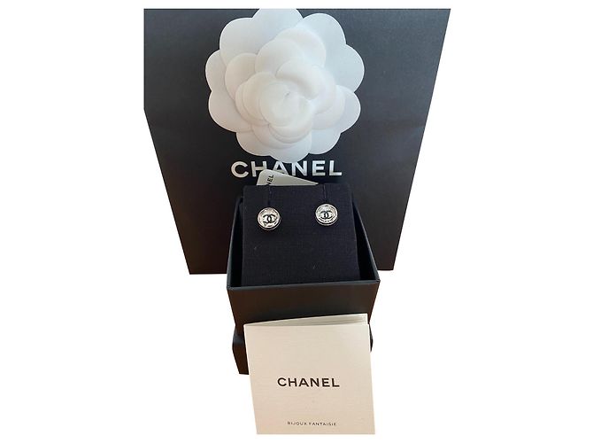 Chanel Strass Ohrringe Silber Hardware