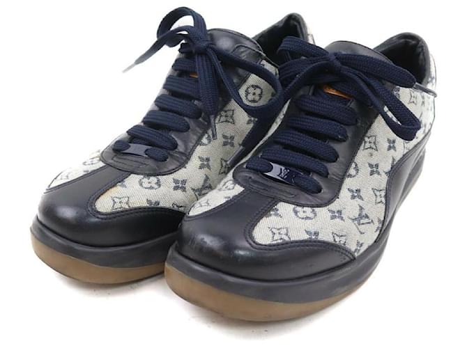 LOUIS VUITTON SHOES 38 BLACK MONOGRAM LEATHER SNEAKERS SNEAKERS