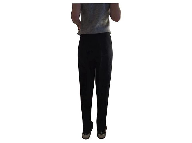 Céline Cuffed Wool Pants Black
