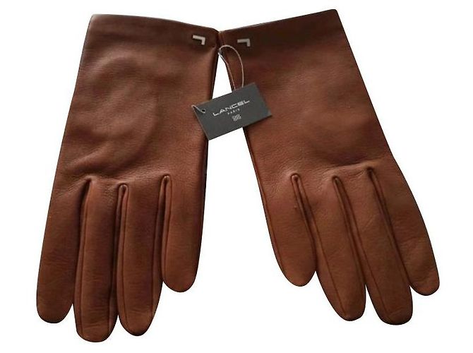 Lancel Lederhandschuhe Hellbraun