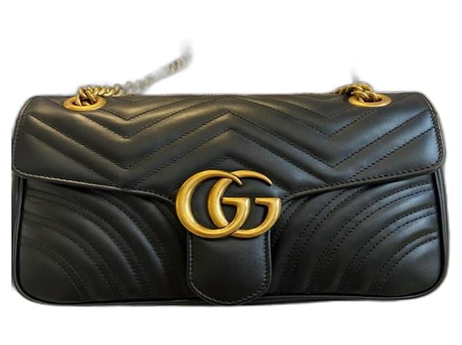 Gucci GG Marmont Matelasse Mini bandolera de cuero - Negro  ref.362732
