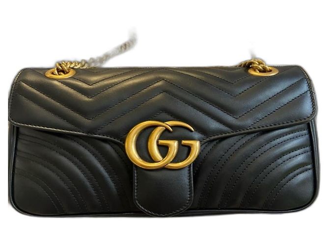 Gucci GG Marmont Matelasse Mini Borsa a tracolla in pelle - Nera Nero