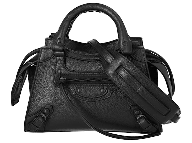 Balenciaga Neo Classic Mini Top Handle Bag Black Leather Pony