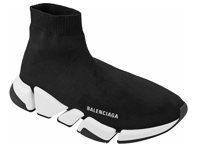 Balenciaga Herren Speed 2.0 Sneaker in Schwarz/Weiß Polyester  ref.362770