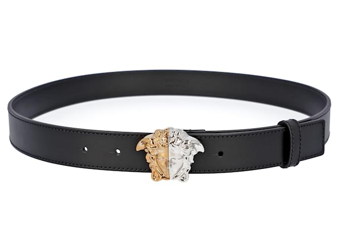 Versace Men's La Medusa Leather Belt - Black - Belts