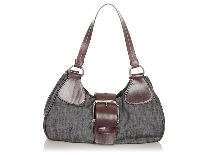 バッグ PRADA denim leather one shoulder bag PRADA Denim Shoulder Bag Bleu 920180 | FASHIONPHILE