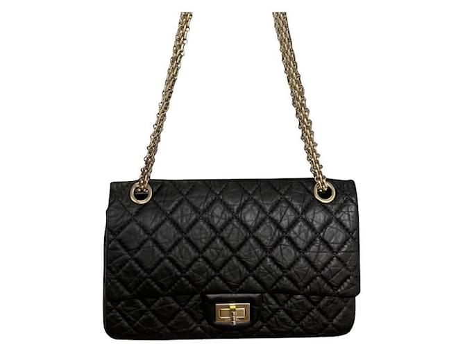 Chanel 2.55.  225 reissue in aged calf leather Black  ref.363017