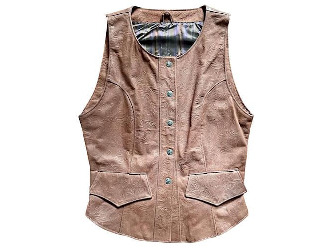 Christian Lacroix Leather vest Brown  ref.363069