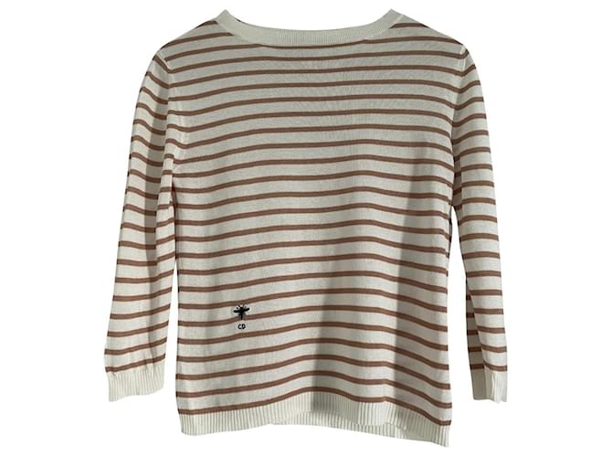 Dior silk sweater Cream Light brown Cotton  ref.363070