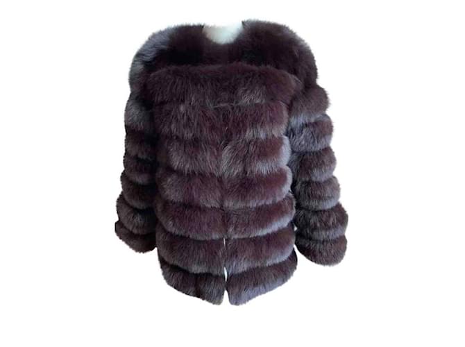 Autre Marque Furs by Natalia Abrigo de piel de zorro marrón Marrón oscuro  ref.363122