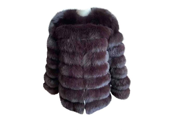 Autre Marque Furs by Natalia Abrigo de piel de zorro marrón Marrón oscuro