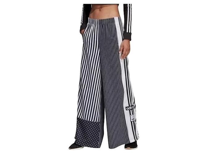 Usado] Adidas Break Wide Pantalones Rayas Lunares Bicolor Negro Blanco  Talla L Algodón ref.363184 - Joli Closet