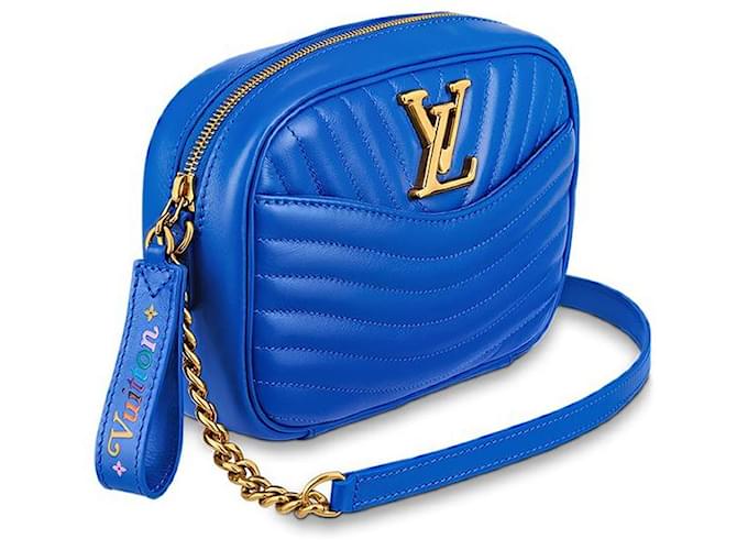 Louis Vuitton Bolsa para câmera LV New Wave Azul Couro  ref.363339