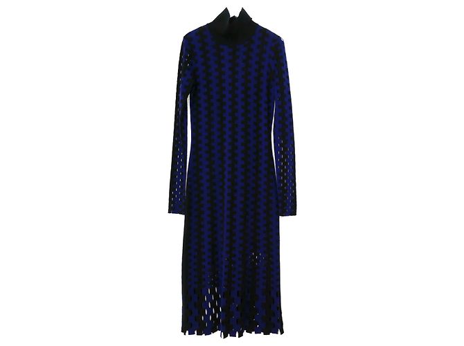 Diane Von Furstenberg Kariertes Strickkleid Blau
