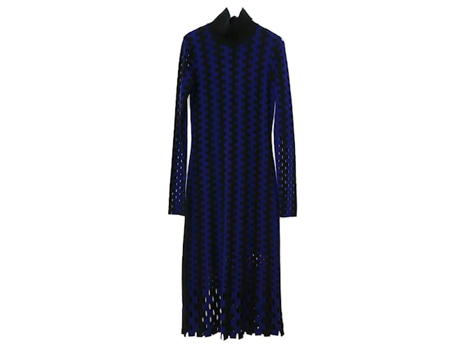 Vestido de malha xadrez Diane Von Furstenberg Azul Lã  ref.363564