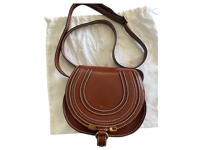 Chloé Marcie Bolsa de mão em couro Cognac Conhaque
