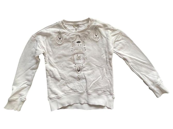 Pull Kenzo blanc en coton fille 135 cm