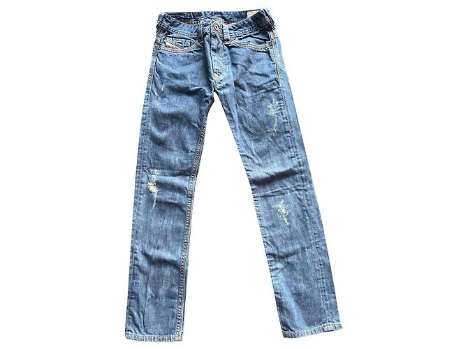Vaqueros rectos Diesel azules de algodón