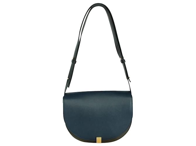 Victoria Beckham Half Moon Navy Blue Box Shoulder Bag Leather  ref.363686