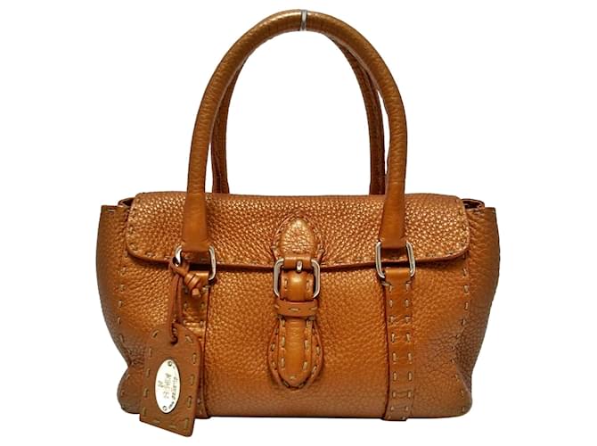 Fendi Brown Mini Selleria Linda Leather Handbag Pony-style calfskin  ref.363768
