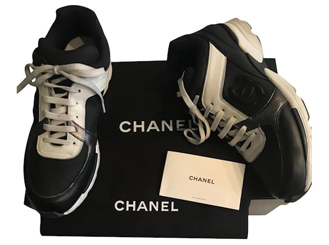Pre-owned Chanel Tri Color Neoprene Cc Low Top Sneakers Size 38 In  Multicolor | ModeSens