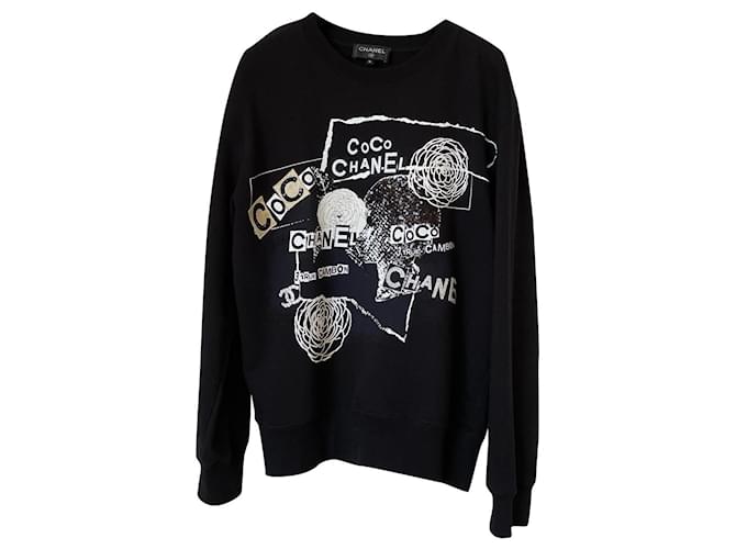 Chanel 2020 Coco Graffiti Logo Sweatshirt Black Cotton ref.364325 - Joli  Closet