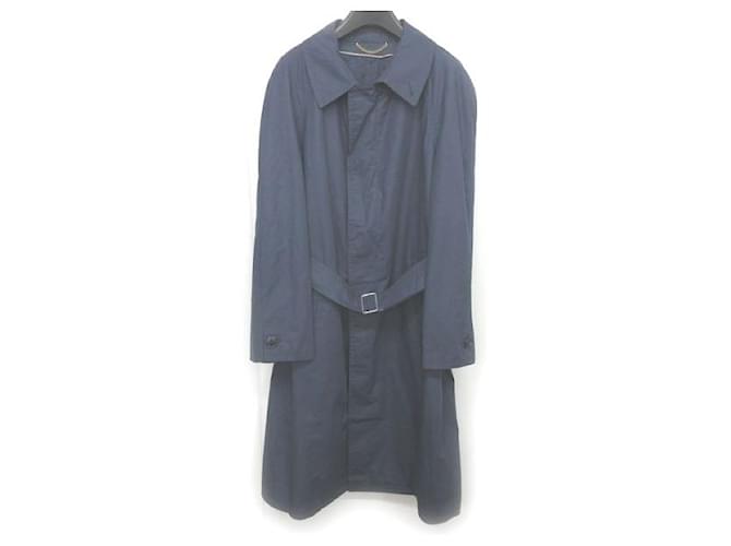 [Usato] GIVENCHY Gentleman Paris Giacca da cappotto con collo a balconcino e cintura lunga di cotone Blu navy Navy ECR8 0816 Uomini  ref.364430