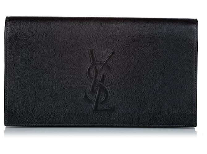 Yves Saint Laurent Bolsa clutch em couro YSL Black Belle de Jour Preto Bezerro-como bezerro  ref.364511