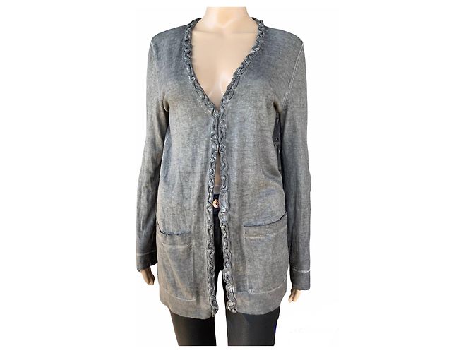 Luisa Cerano Pullover Grau Baumwolle und Seide M