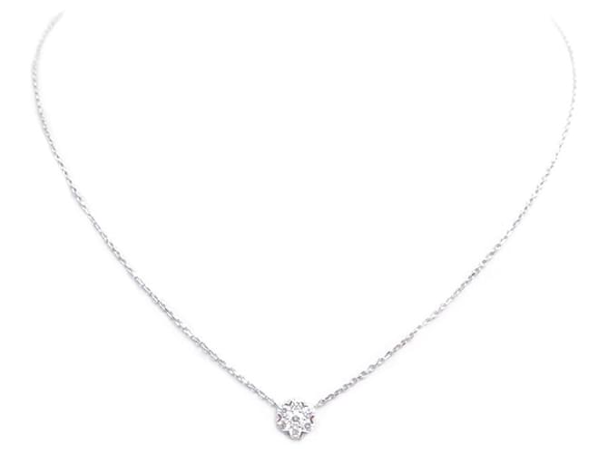 NEW VAN CLEEF & ARPELS SMALL FLEURETTE PENDANT NECKLACE WHITE GOLD DIAMOND NECKLACE Silvery  ref.365043