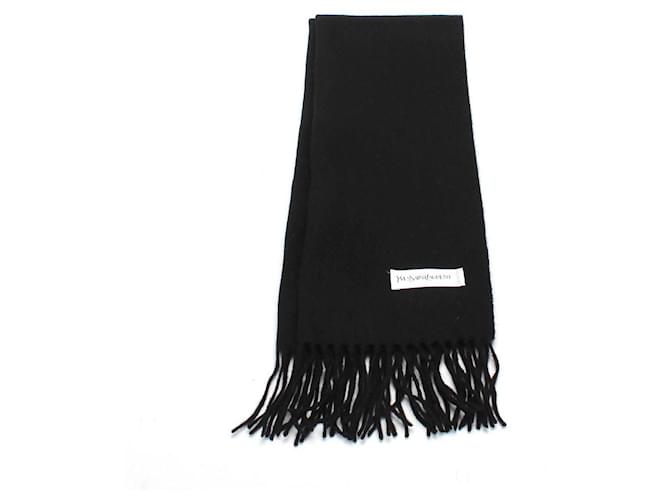 Yves Saint Laurent Wool Scarf in black cotton wool  ref.365123