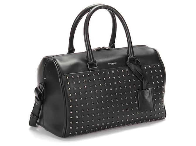 Yves Saint Laurent Leather Studded Duffel Bag in black calf leather leather  ref.365135