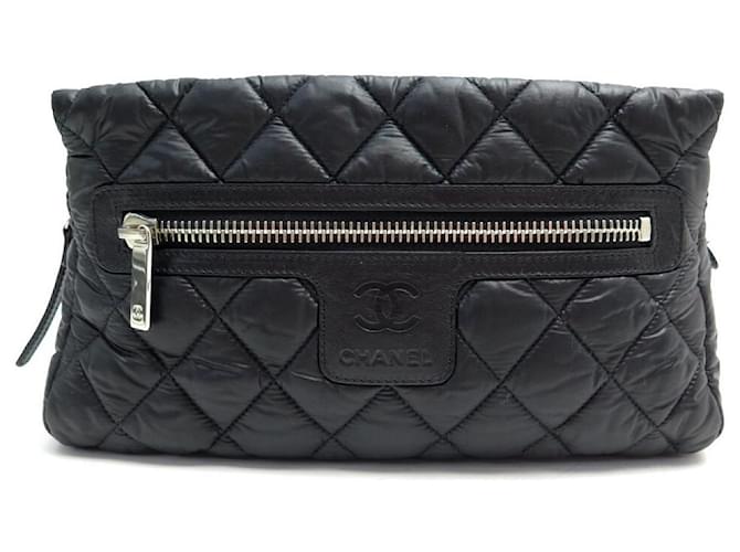 NEW CHANEL COCO COCOON TOILET BAG GM MATTRESS BLACK POUCH Cloth  ref.365140