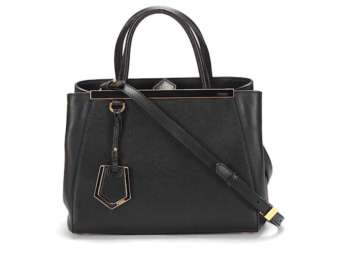 Fendi Leather 2Jours Tote Bag in black calf leather leather  ref.365172