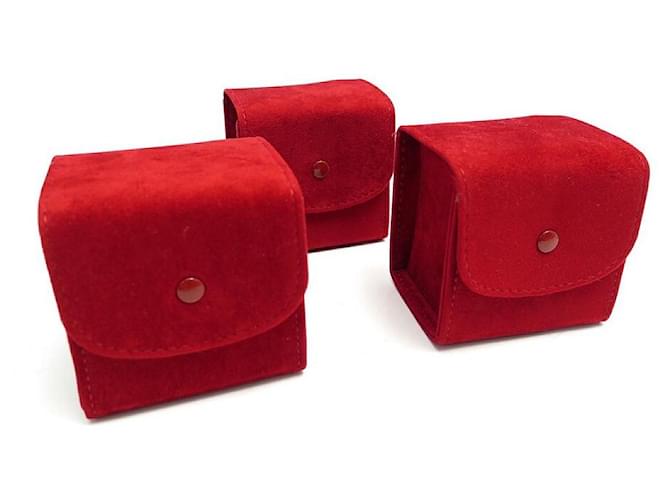 NEW LOT 3 RED CARTIER TRAVEL CASES FOR SANTOS PASHA TANK WATCH Cloth  ref.365185