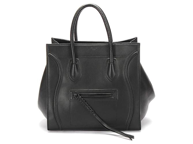 Céline Celine Leather Phantom Luggage Tote in black calf leather leather  ref.365186