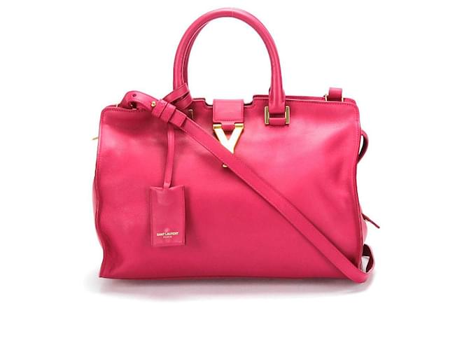 Yves Saint Laurent Leather Y Cabas Bag in pink calf leather leather  ref.365246