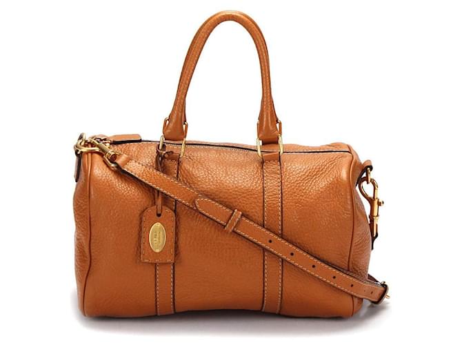 Fendi Leather Selleria Boston Bag in brown calf leather leather  ref.365255