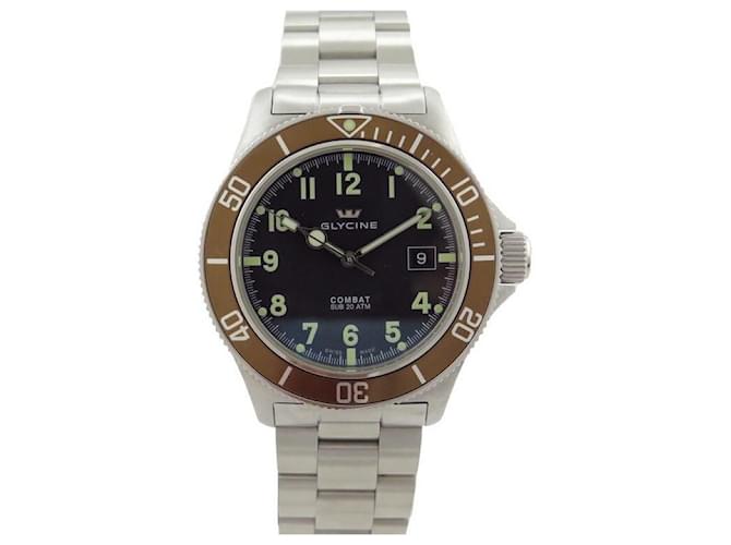 Autre Marque NEW GLYCINE COMBAT SUB WATCH 3863.3 43 MM AUTOMATIC STEEL WATCH Silvery  ref.365266