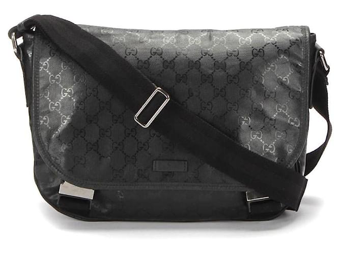 Bolsa Gucci GG Imprime Crossbody em lona preta revestida / impermeável Preto  ref.365274