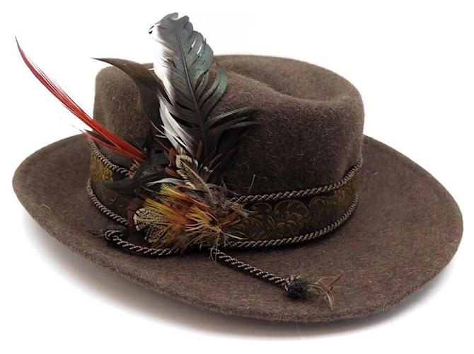 Hermès NEW HERMES HAT WITH FELT FEATHERS SIZE 52 BROWN NEW FELT FEATHER HAT  ref.365280
