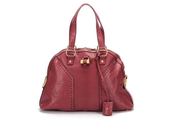 Yves Saint Laurent Leather Muse Bag en rojo | piel de becerro granate Castaño Roja Cuero  ref.365285