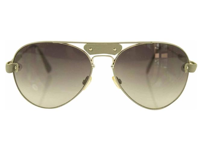 Chloé Chloe Tamaris CL2104 Óculos de sol aviador prateado cinza metálico com acabamento em couro. Caixa Metal  ref.365576