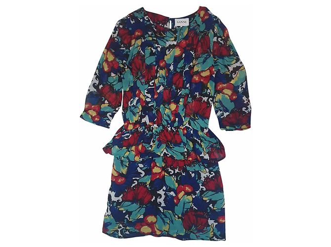 Ganni Mesdames Georgette Kleid Viscose Mehrfarben