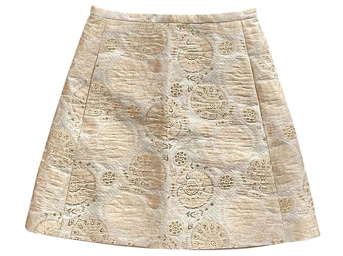 Mini saia Chloé em brocado de seda dourado e bege rosado