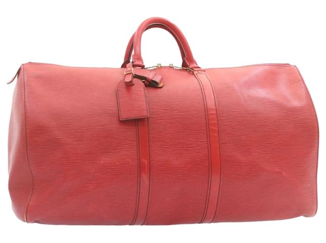 Louis Vuitton Epi Keepall 55 Boston Bag Red M42957 Autenticação de LV 22603 Vermelho Couro  ref.365992