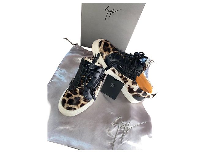 Giuseppe Zanotti Sneaker aus Leder Leopard Muster Leopardenprint