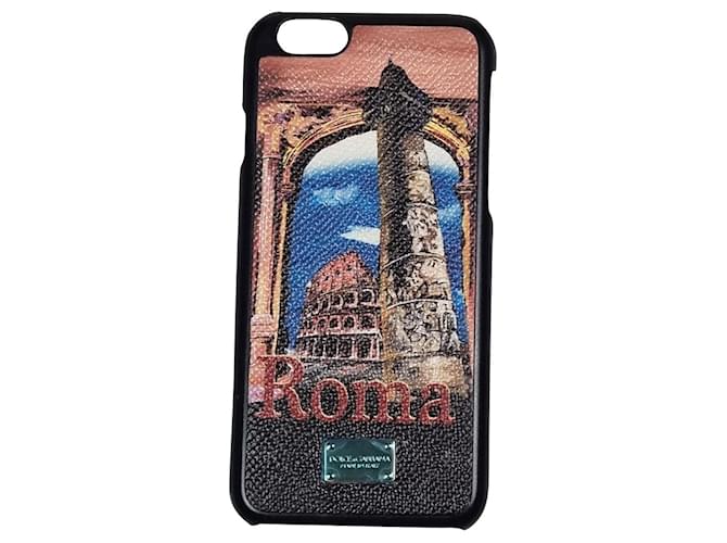 Dolce & Gabbana Handy Case iPhone Nero Pelle  ref.366083
